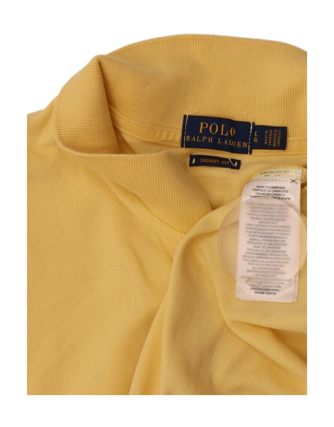 POLO RALPH LAUREN Polo skinny da donna UK 16 Large in cotone giallo