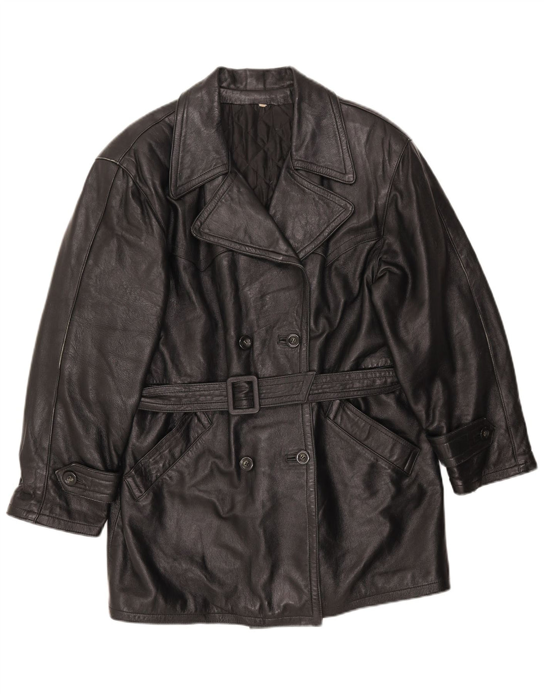 Cappotto da donna LAVORAZIONE ARTIGIANA UK 12 Medio in pelle nera