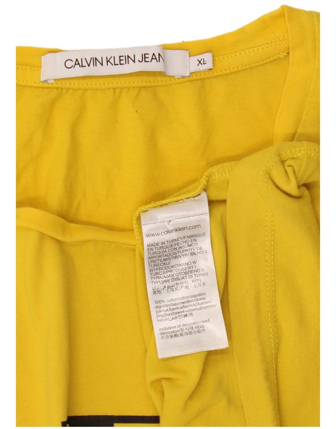 CALVIN KLEIN JEANS T-shirt grafica da donna Top UK 18 XL Cotone giallo