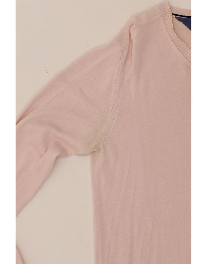 TOMMY HILFIGER Mens V-Neck Jumper Sweater Small Pink Cotton Vintage Tommy Hilfiger and Second-Hand Tommy Hilfiger from Messina Hembry 