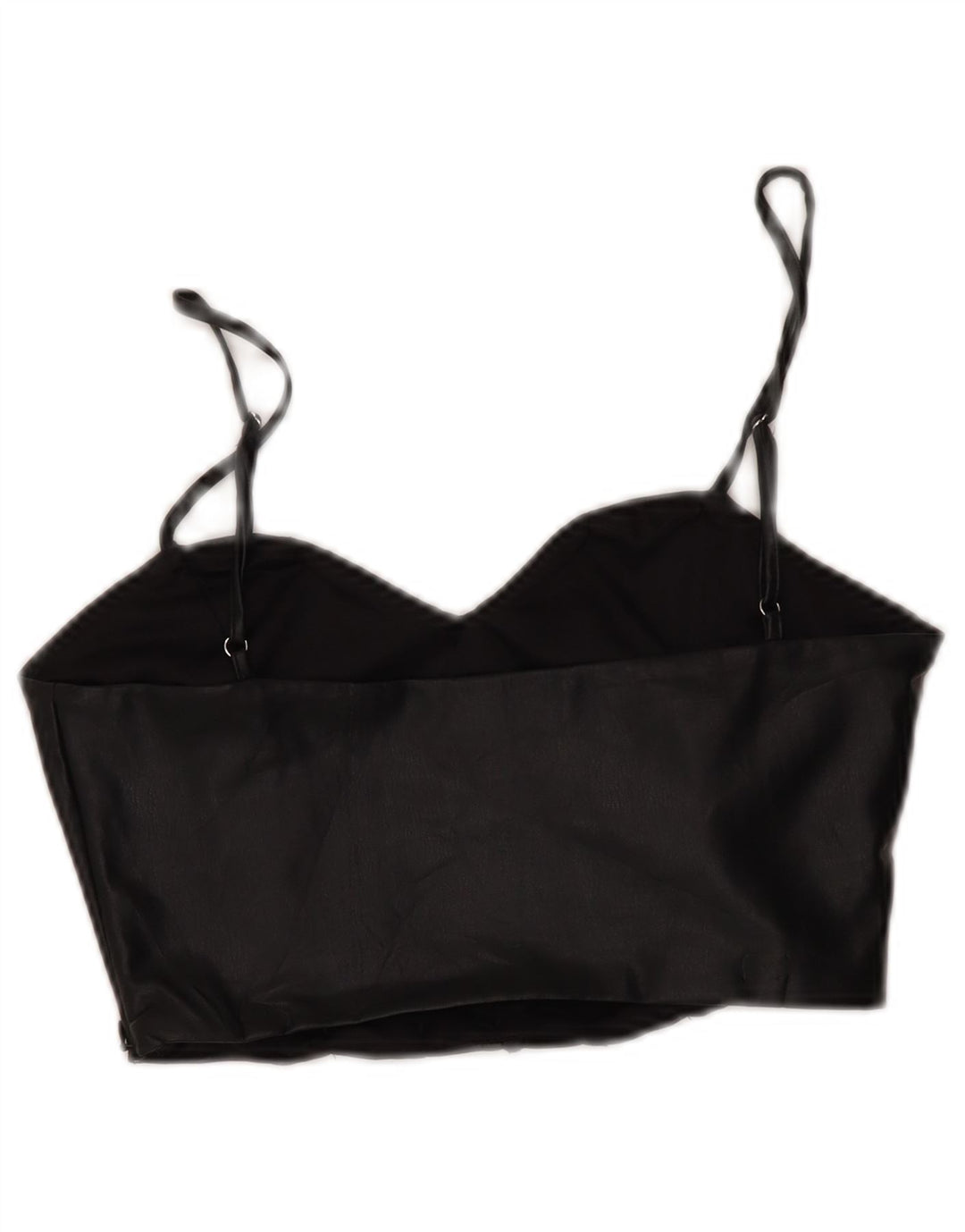 Top a corsetto in ecopelle da donna Zara UK 12 medio nero