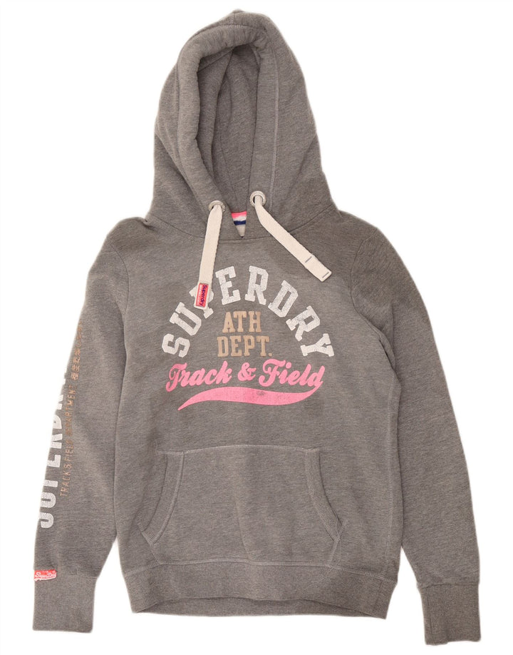 Felpa con cappuccio grafica da donna Superdry UK 12 grigio medio chiazzato