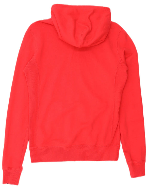 Felpa con cappuccio e zip da donna Nike UK 14 cotone rosso medio