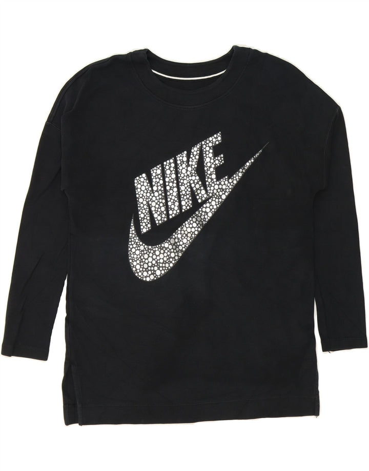 NIKE Womens Graphic Sweatshirt Jumper UK 14 Medium Black Cotton Vintage Nike and Second-Hand Nike from Messina Hembry 