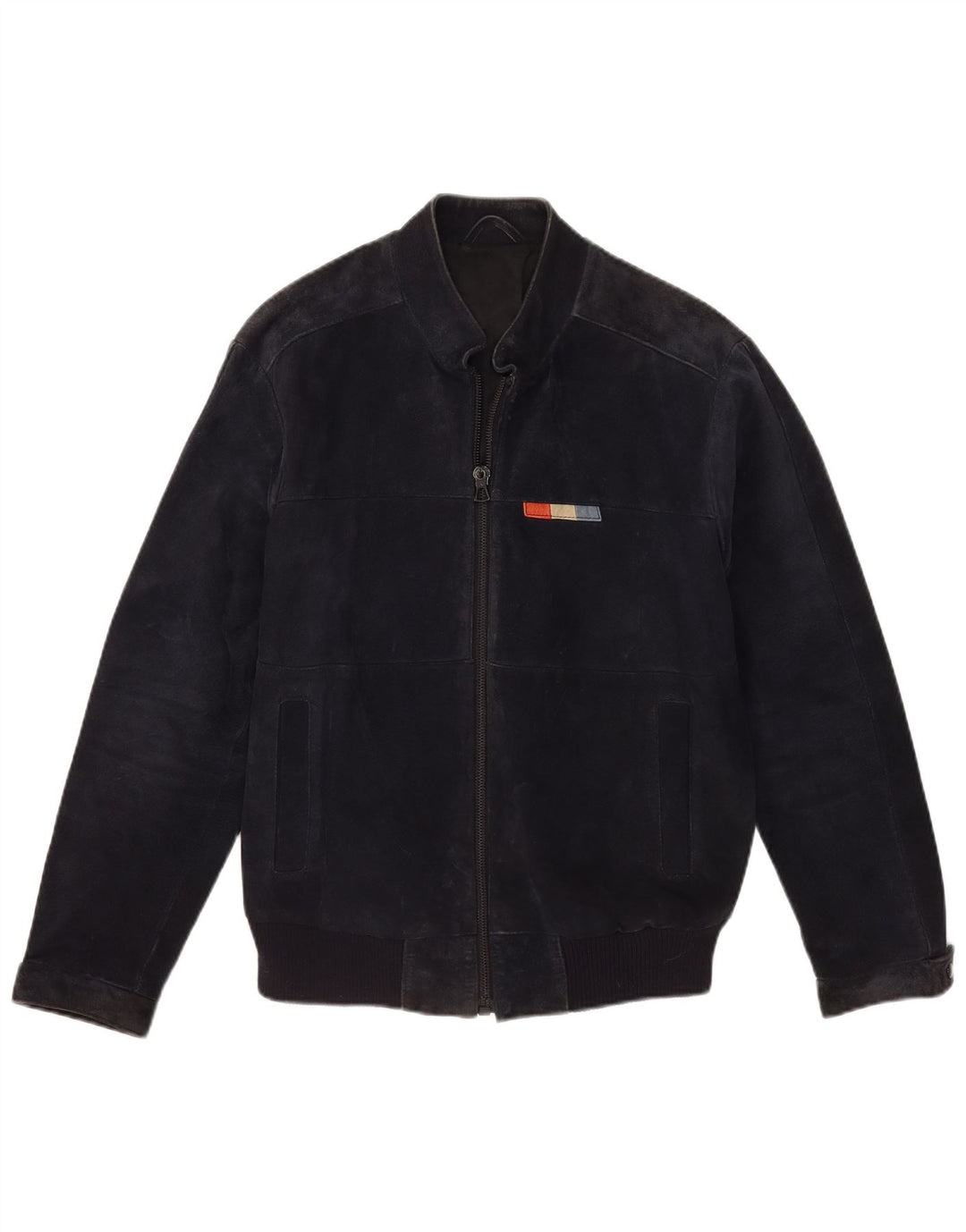 Giubbotto bomber in pelle scamosciata da uomo VINTAGE IT 50 Large in pelle blu navy