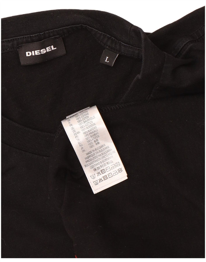 T-shirt grafica da uomo Diesel Top grande in cotone nero