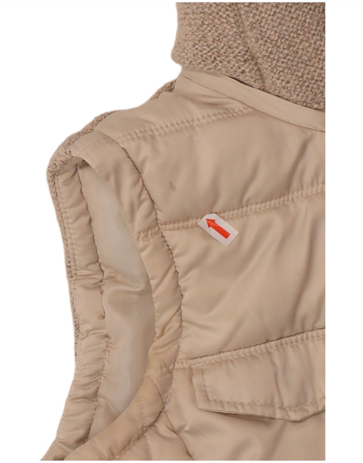 Gilet imbottito con cappuccio da donna Zara UK 10 piccolo poliestere beige