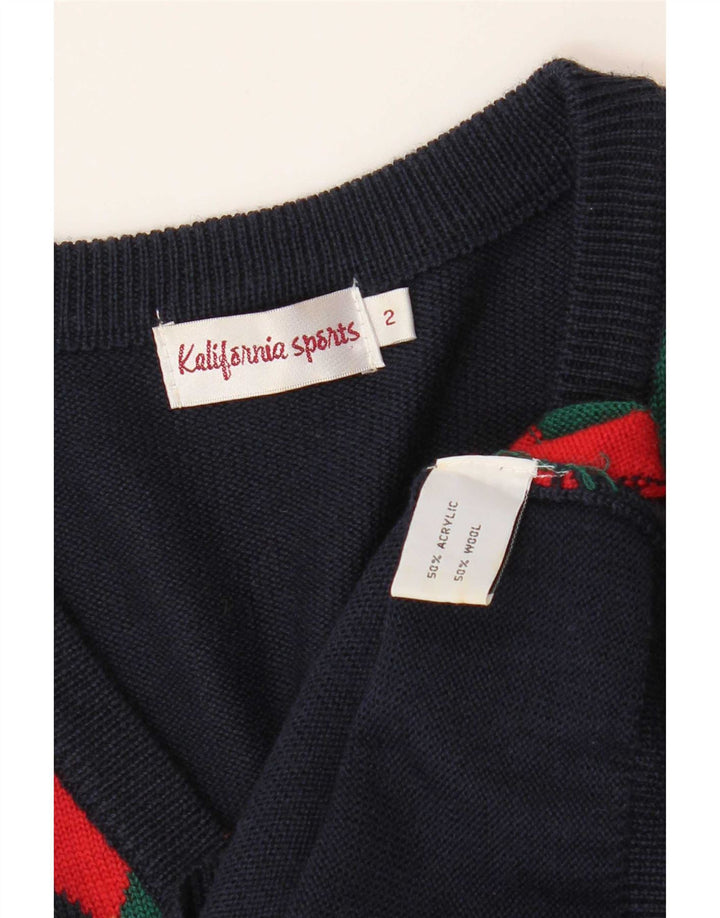 Maglione cardigan oversize da donna vintage US 2 XS multicolore