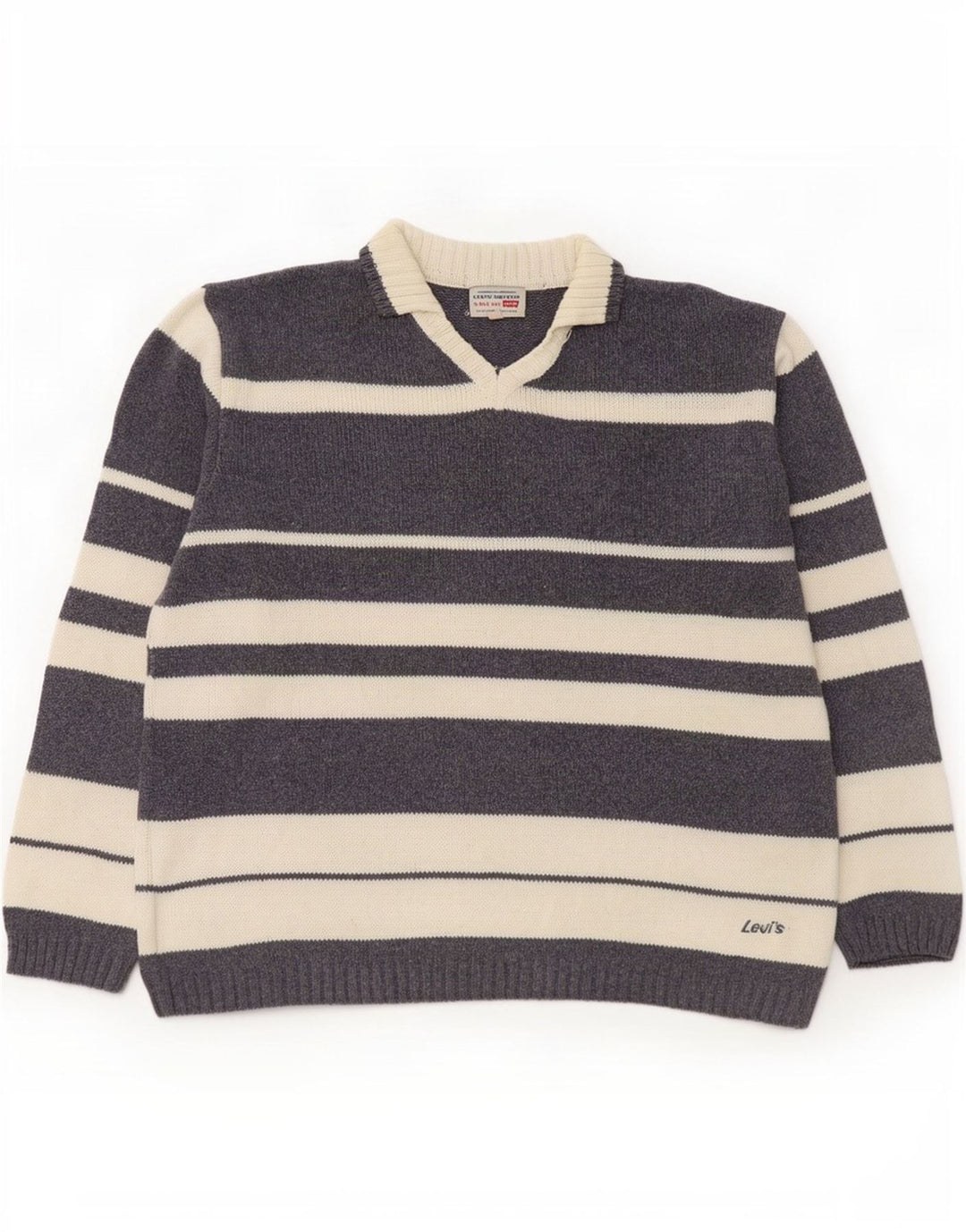 Maglione da uomo Levi's con collo alto, maglione a righe grandi in cotone grigio