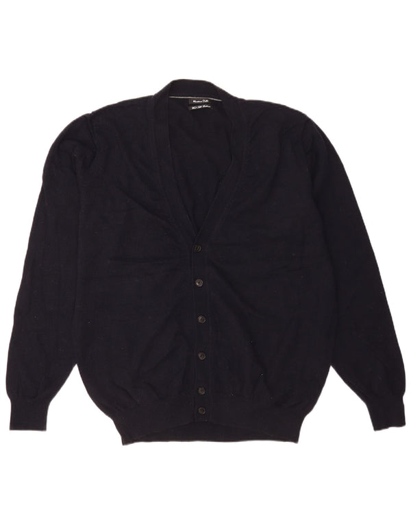 Maglione cardigan da uomo Massimo Dutti XL in lana blu navy
