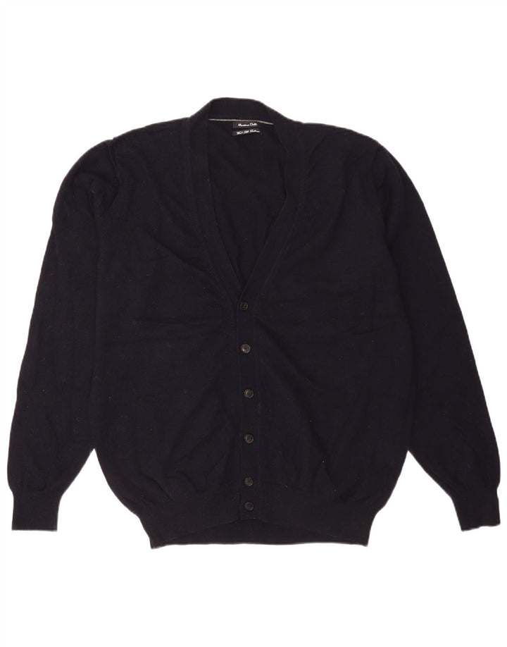 Maglione cardigan da uomo Massimo Dutti XL in lana blu navy