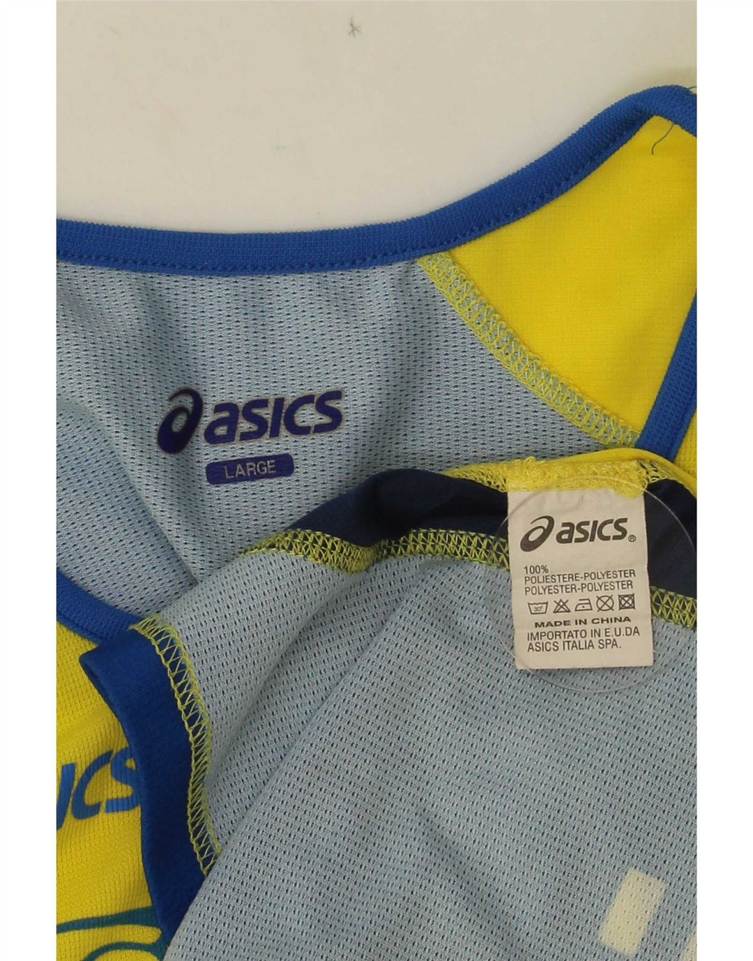 Asics - Canotta grafica da uomo, grande, in poliestere color block giallo