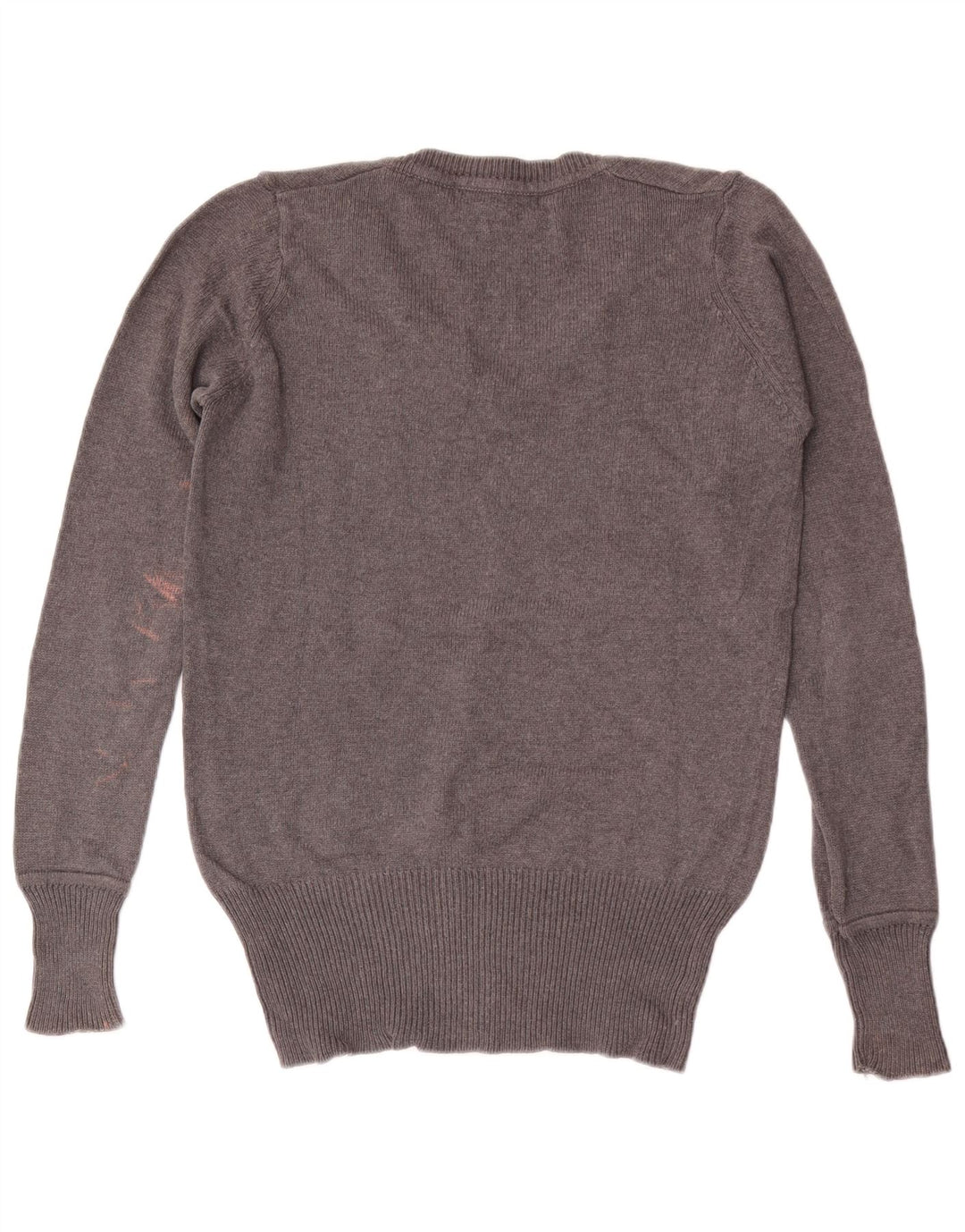Maglione ZARA da donna con scollo a V UK 16 grande cotone grigio