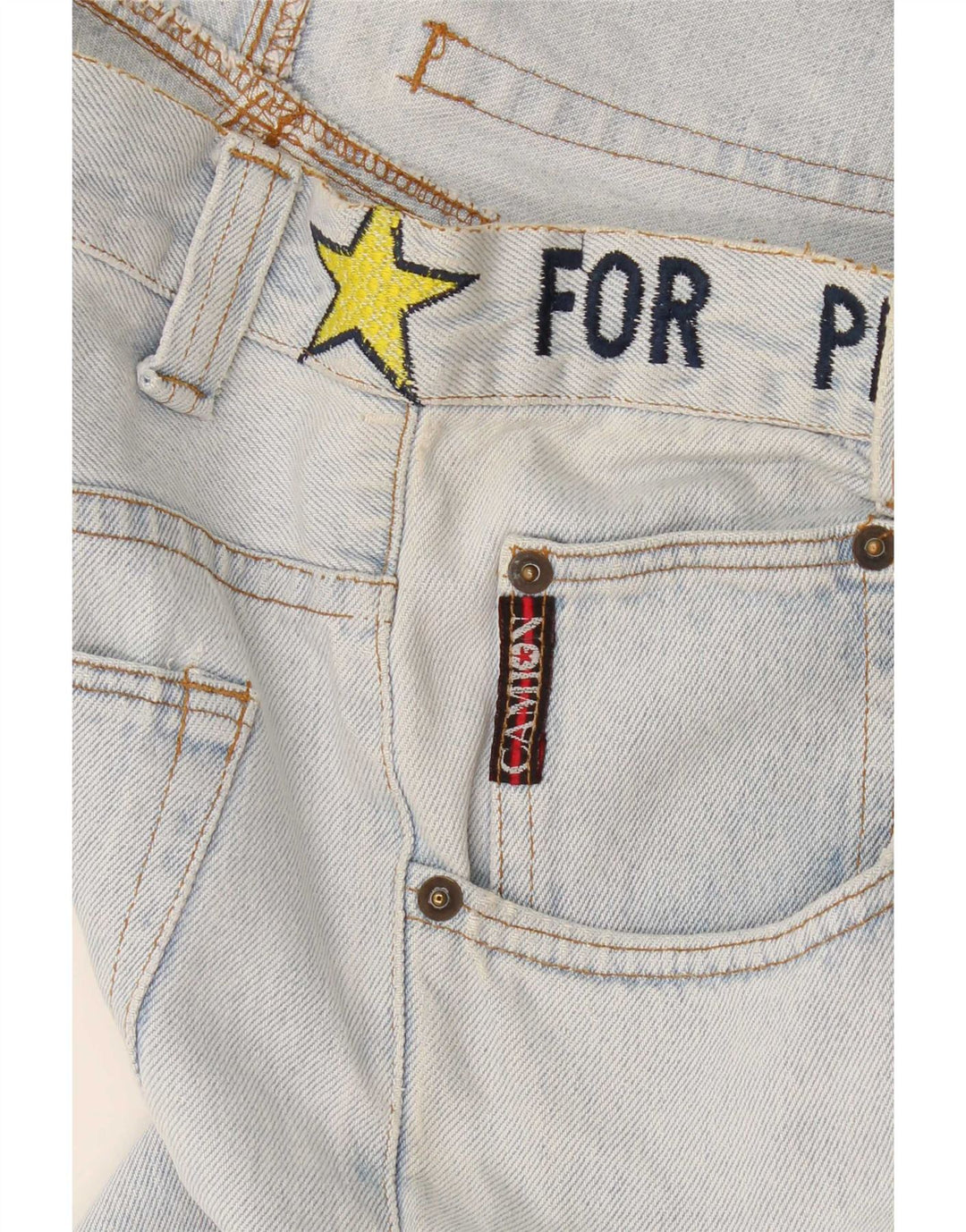Jeans affusolati con grafica vintage da donna W32 L32 Blu
