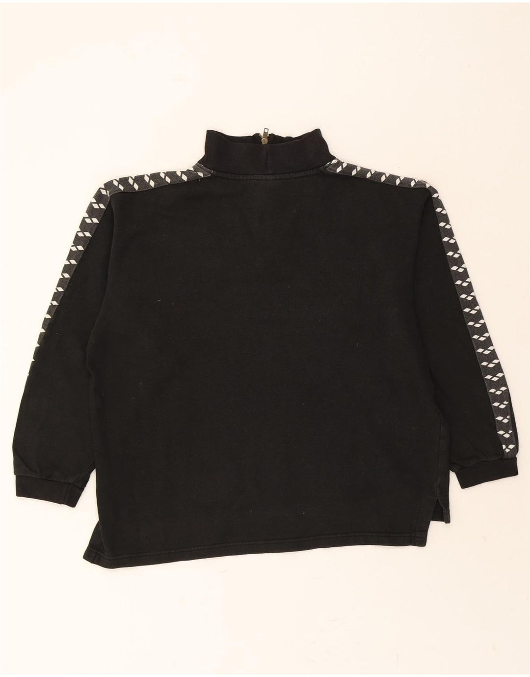 ARENA Mens Graphic Zip Neck Sweatshirt Jumper Large Black Vintage Arena and Second-Hand Arena from Messina Hembry 