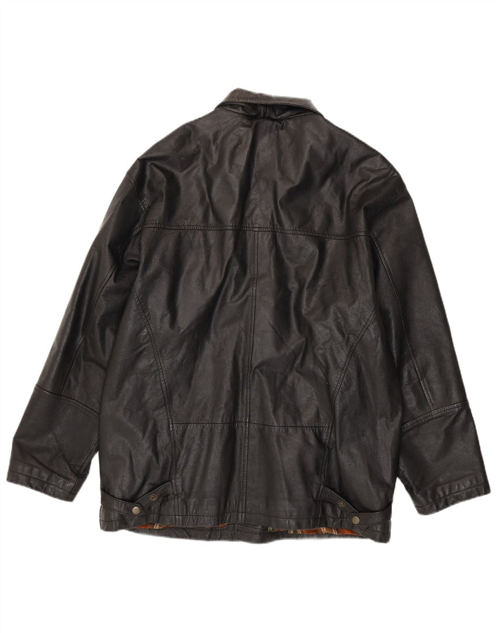 Giacca in pelle da uomo VINTAGE UK 40 grande in pelle nera