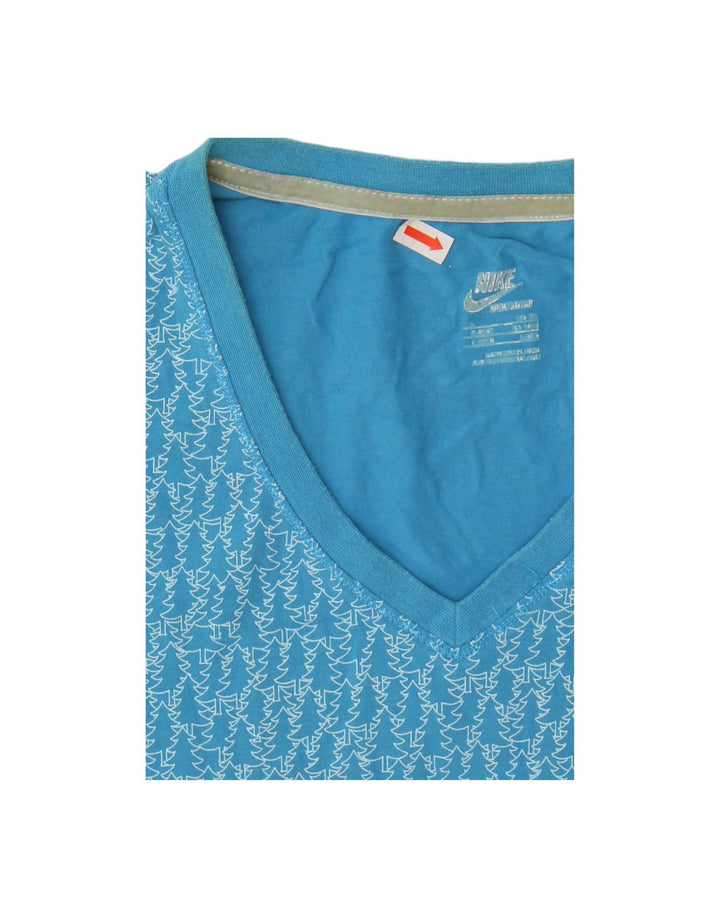 NIKE Womens Graphic T-Shirt Top UK 10 Small Blue Cotton