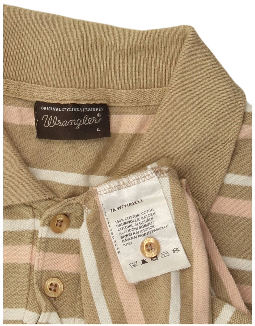 Polo da uomo Wrangler grande in cotone a righe kaki