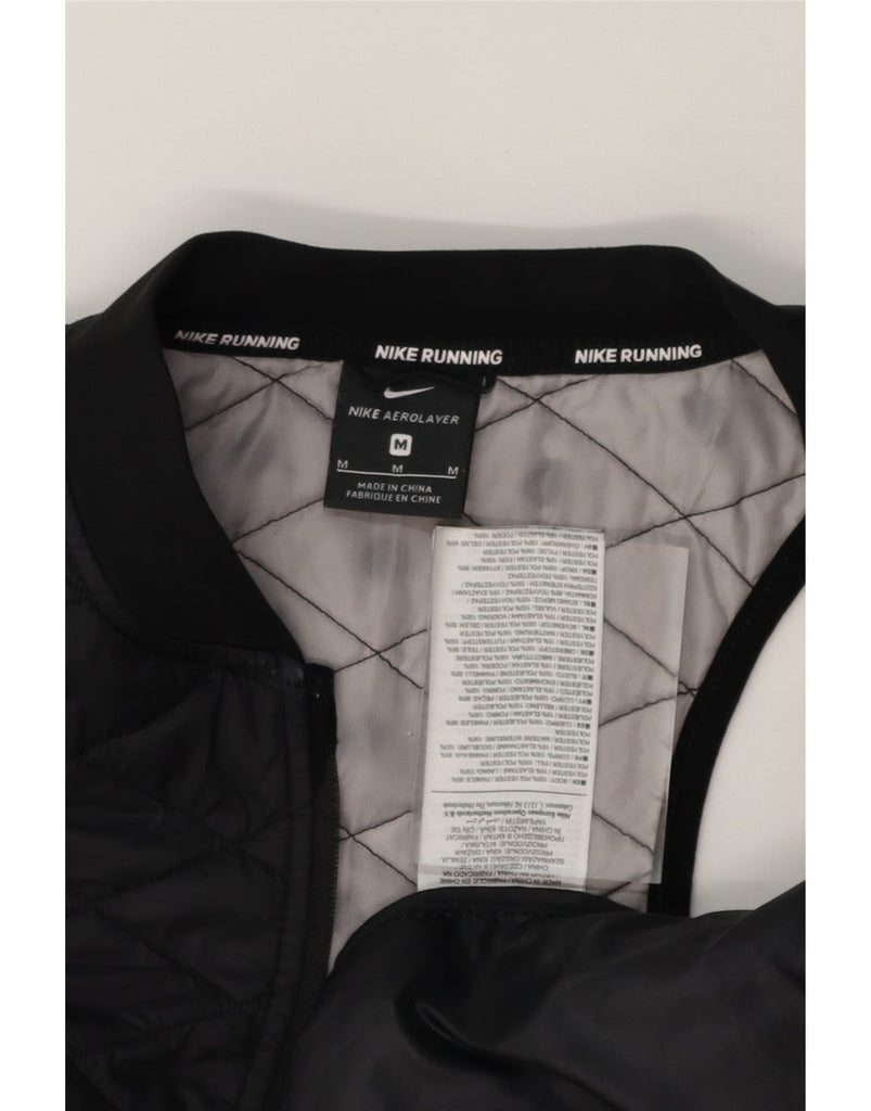 NIKE Womens Crop Quilted Gilet UK 14 Medium Black Polyester Vintage Nike and Second-Hand Nike from Messina Hembry 