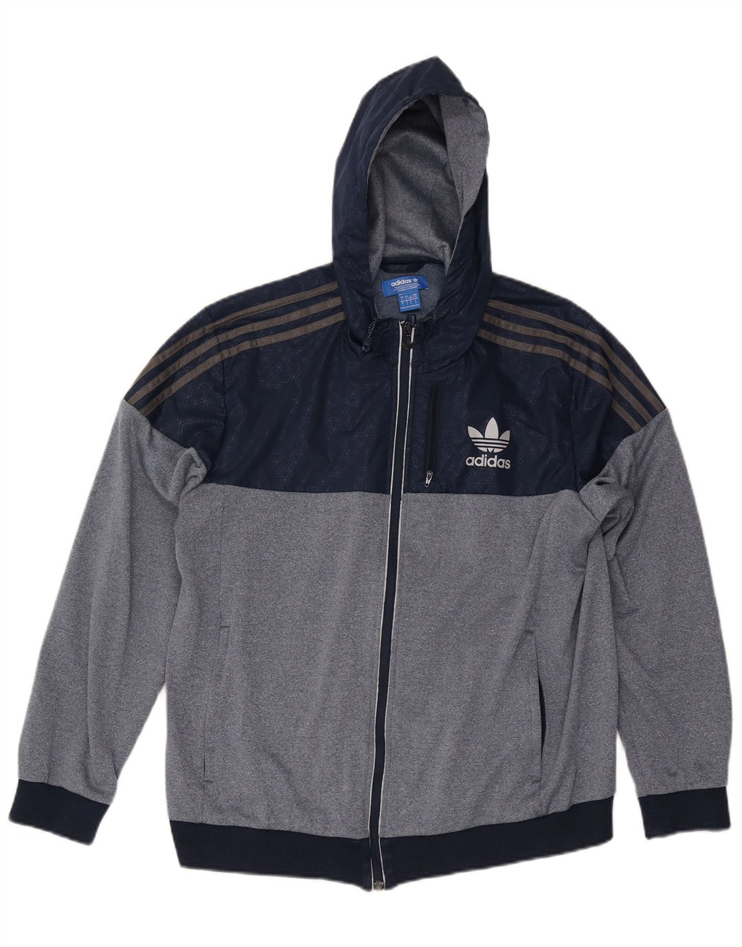 Giacca da ginnastica da uomo con cappuccio Adidas Large, color block blu navy