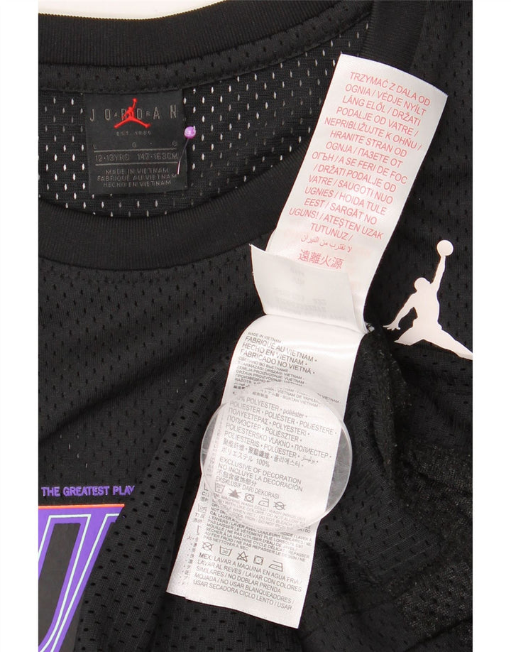 JORDAN Boys Graphic Vest Top 12-13 Years Large Black Polyester Vintage Jordan and Second-Hand Jordan from Messina Hembry 