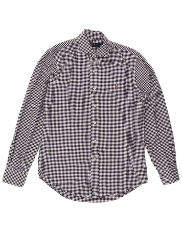 POLO RALPH LAUREN Mens Shirt Small Navy Blue Gingham Cotton