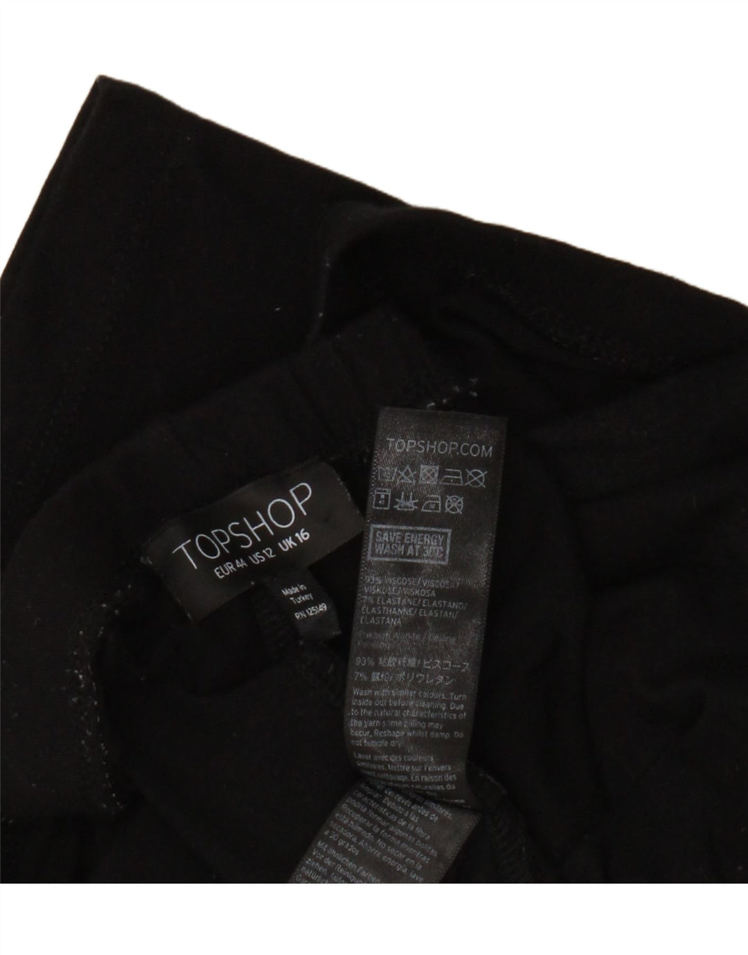 Topshop Womens Crop Leggings UK 16 Large Nero Viscosa
