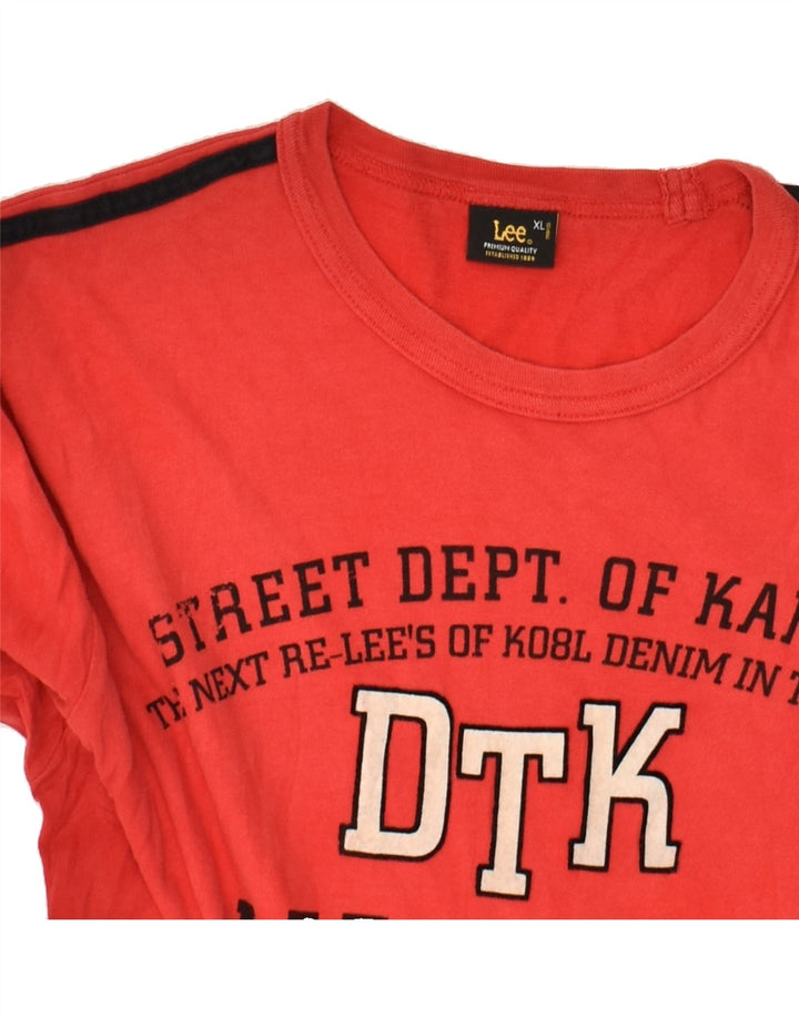 LEE Womens Graphic Top Long Sleeve UK 18 XL Red Cotton | Vintage Lee | Thrift | Second-Hand Lee | Used Clothing | Messina Hembry 