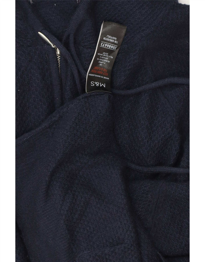 Maglione da uomo Marks & Spencer con zip e collo XL in viscosa blu navy