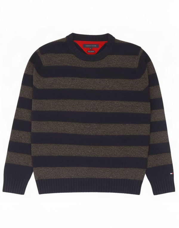 Maglione maglione girocollo da uomo Tommy Hilfiger grande a righe blu navy