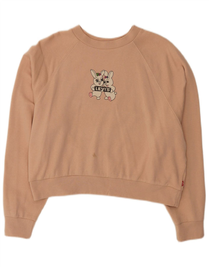 Levi's Donna Felpa con grafica corta oversize da donna UK 14 Rosa medio