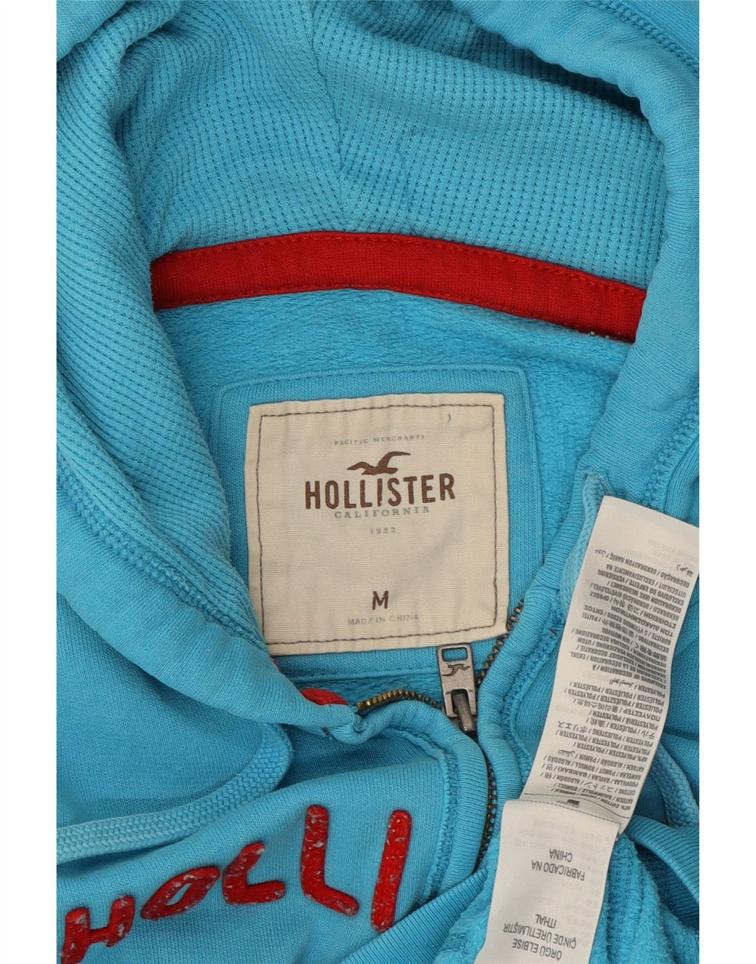 Maglione con cappuccio e zip grafica da donna HOLLISTER UK 14 Cotone blu medio