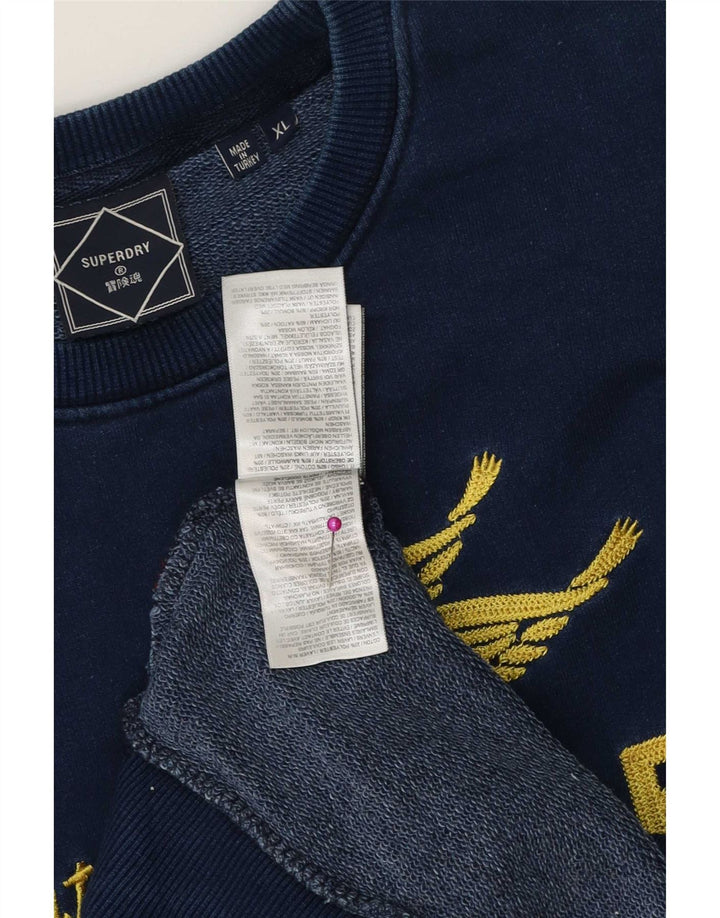 Felpa grafica da uomo Superdry Jumper XL blu navy in cotone