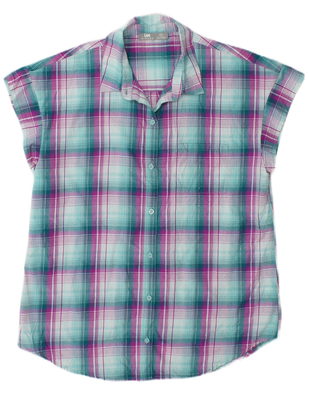 Camicia senza maniche Lee Riders da donna UK 14 Poliestere a quadri verde medio
