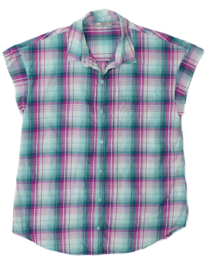 Camicia senza maniche Lee Riders da donna UK 14 Poliestere a quadri verde medio