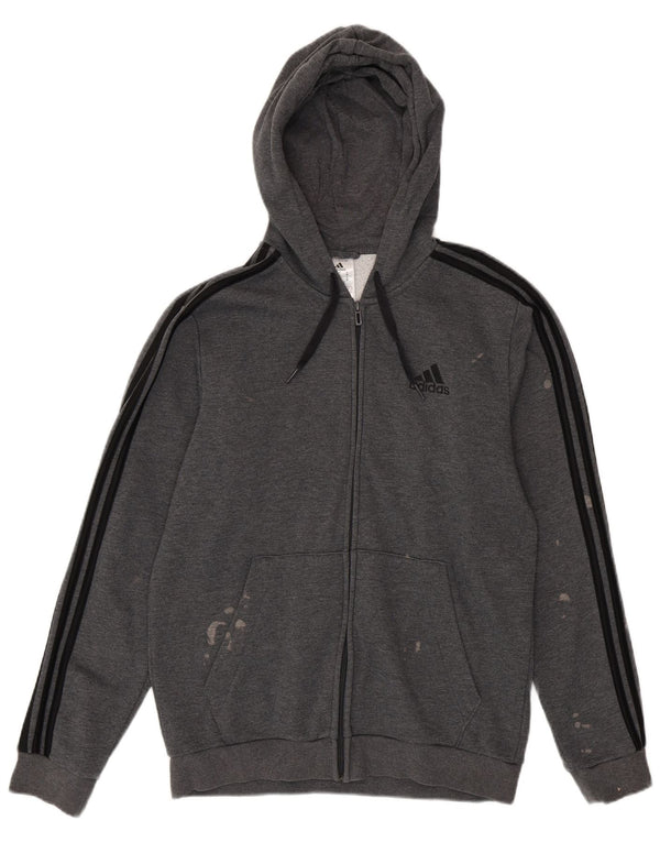 Maglione con cappuccio e zip da donna Adidas UK 14 Cotone grigio medio
