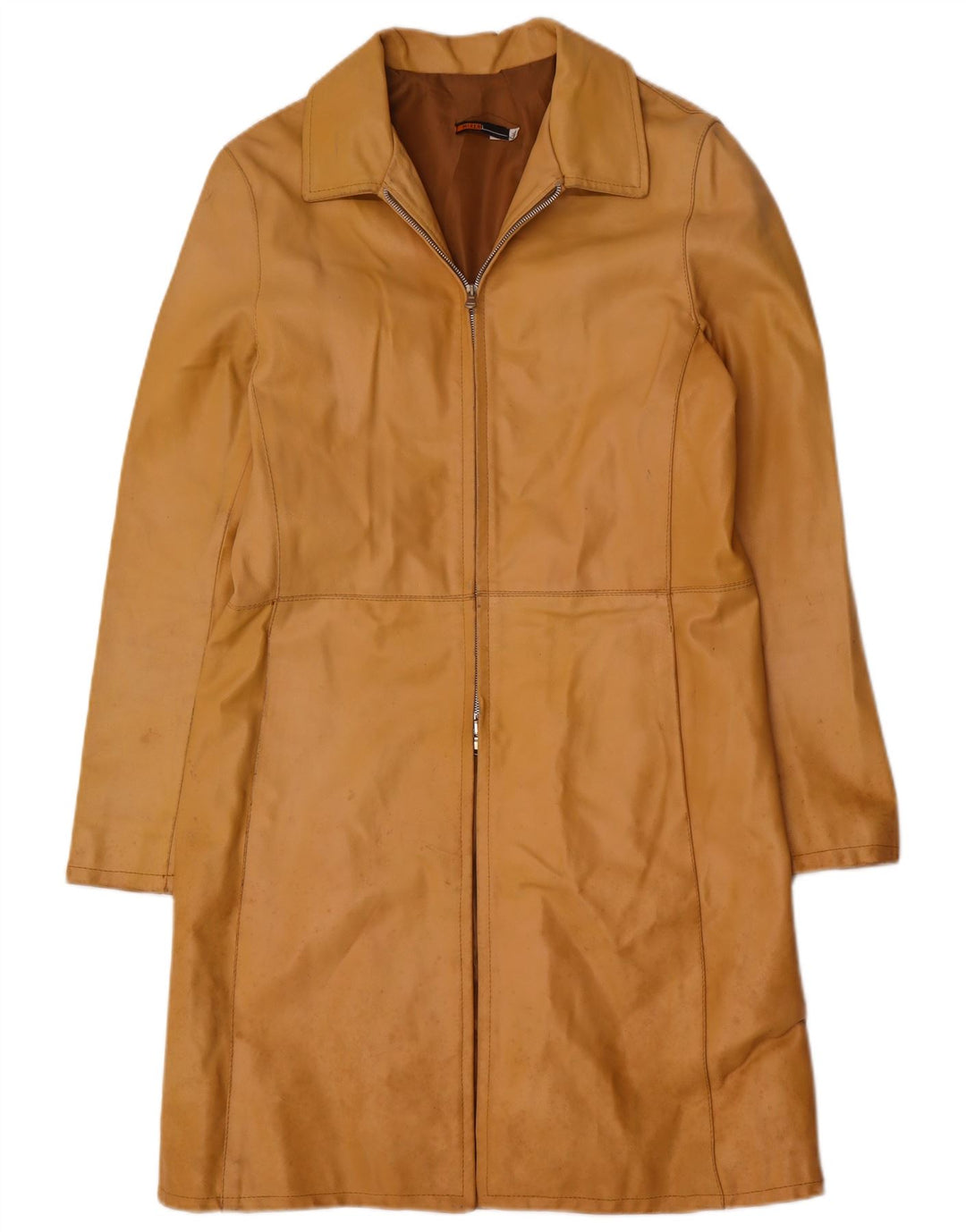 Cappotto in pelle vintage da donna IT 46 grande in pelle marrone