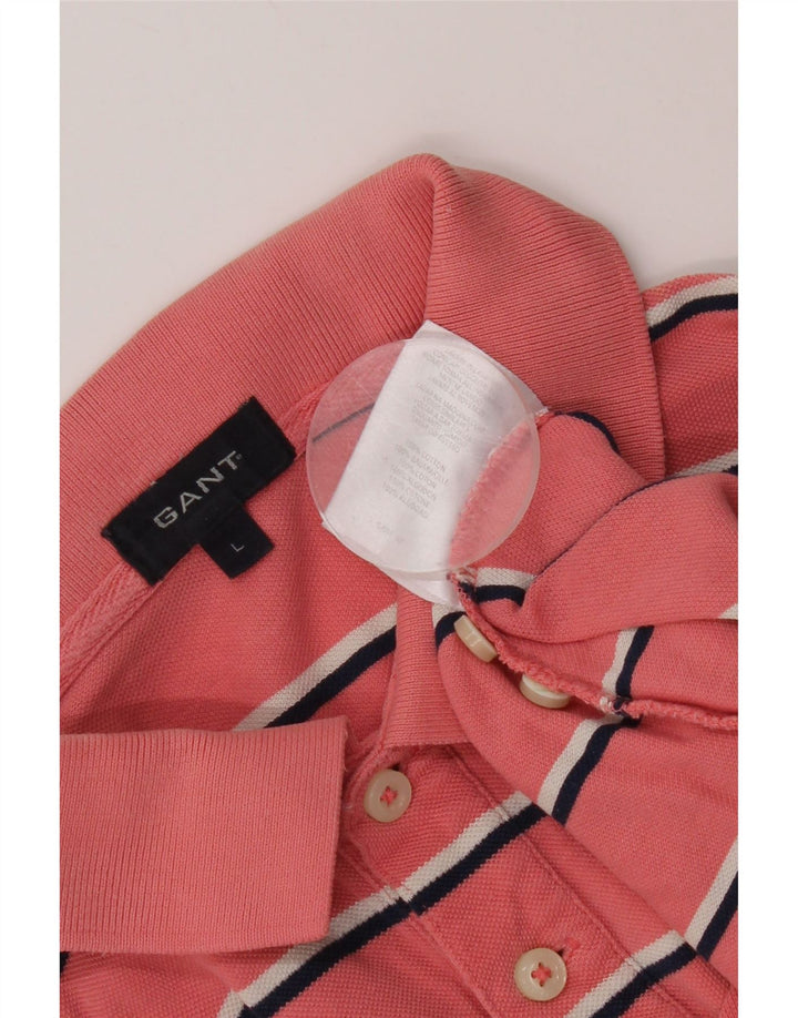Polo da uomo Gant in cotone a righe grandi rosa
