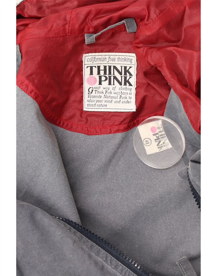 Giacca a vento con cappuccio da uomo Think Pink UK 48 4XL Poliestere grigio