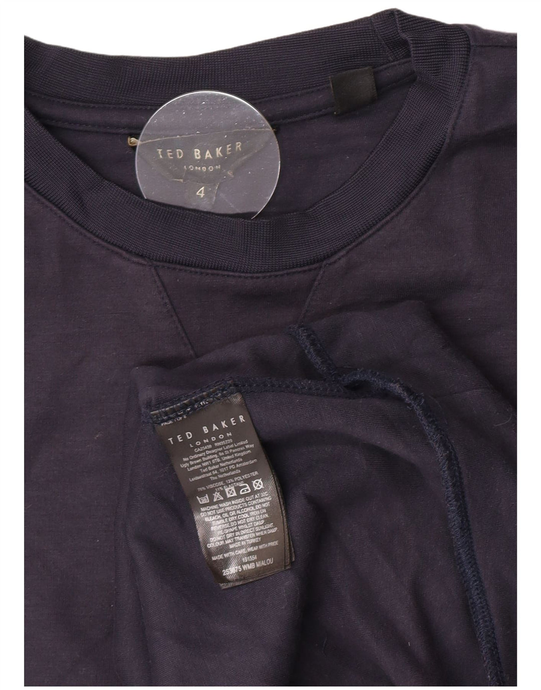 Felpa da donna Ted Baker, taglia 4, grande, in viscosa blu navy