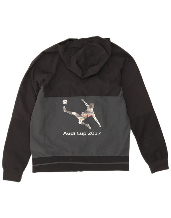Giacca antipioggia con cappuccio Adidas da ragazzo 13-14 anni in poliestere color block nero