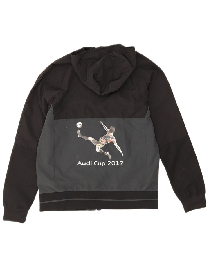 Giacca antipioggia con cappuccio Adidas da ragazzo 13-14 anni in poliestere color block nero