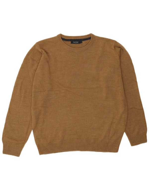 JAMES PRINGLE Mens Crew Neck Jumper Sweater Large Brown Acrylic