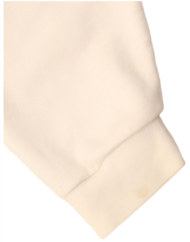 Felpa oversize con grafica Adidas da donna, maglione UK 10, piccola, bianco sporco