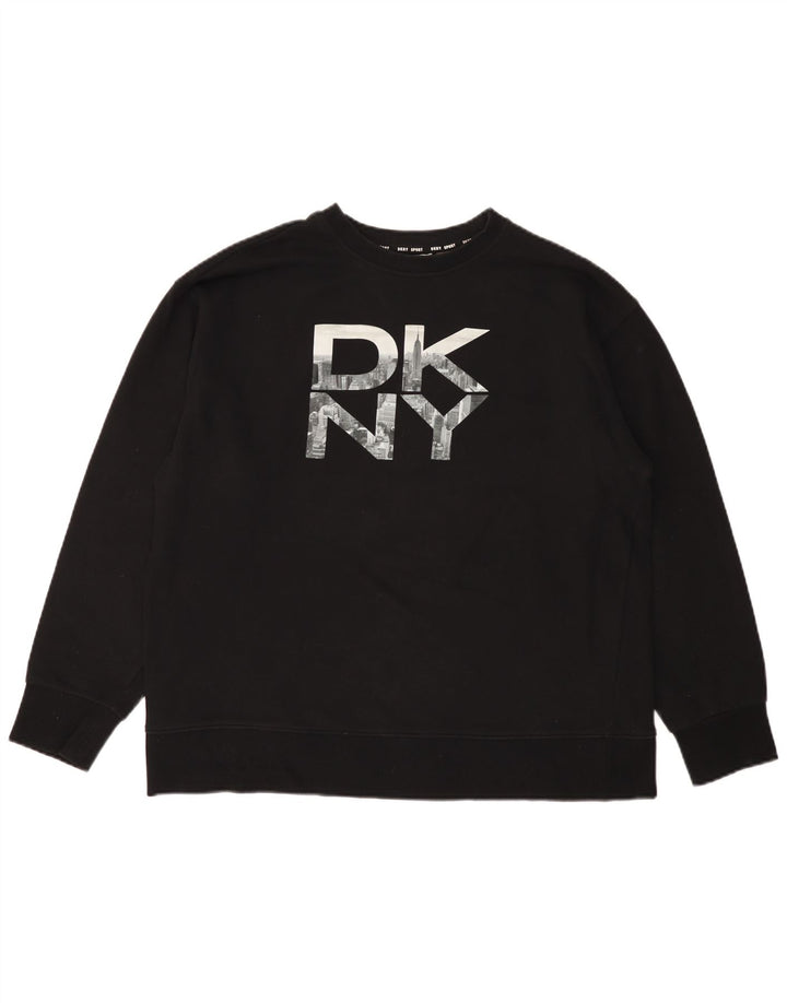 Felpa grafica da uomo Dkny, maglione, cotone nero medio