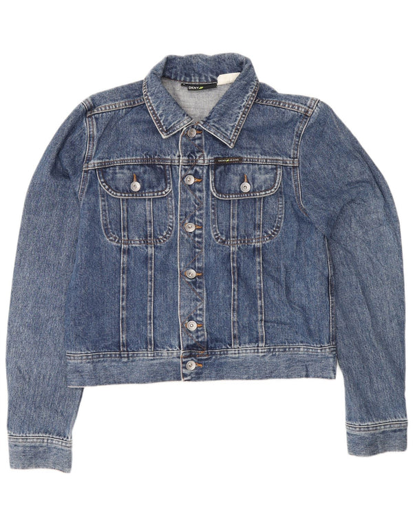 Giacca in denim corto da donna Dkny UK 14 grande cotone blu