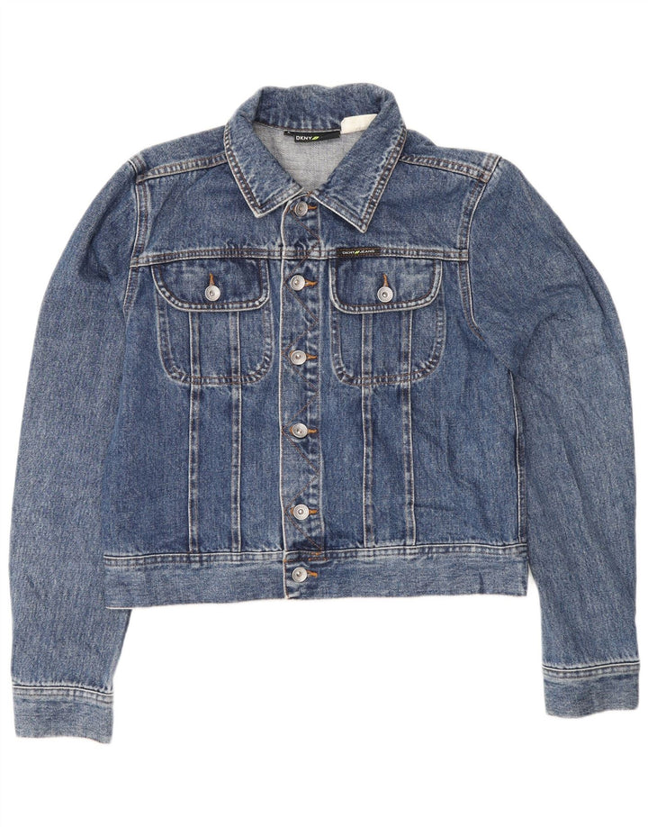 Giacca in denim corto da donna Dkny UK 14 grande cotone blu