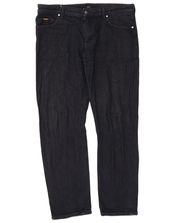 Jeans dritti elasticizzati da uomo Hugo Boss W38 L31 Blu Navy