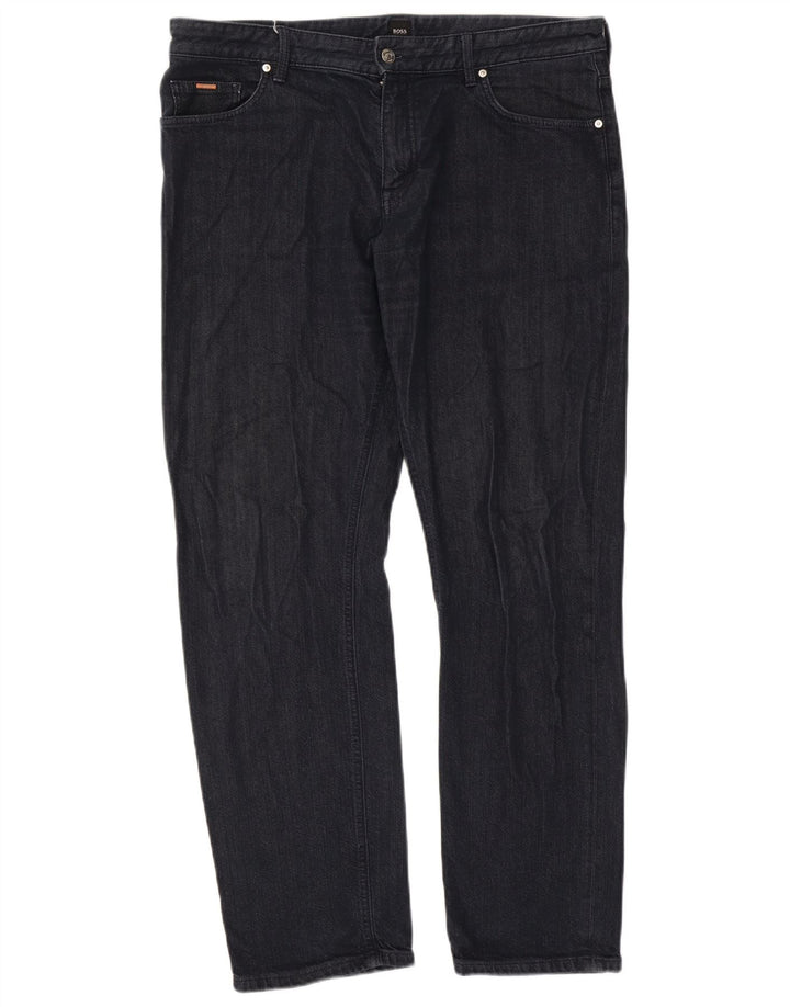 Jeans dritti elasticizzati da uomo Hugo Boss W38 L31 Blu Navy
