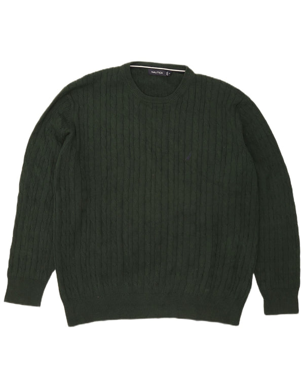Maglione maglione girocollo da uomo Nautica XL in cotone verde